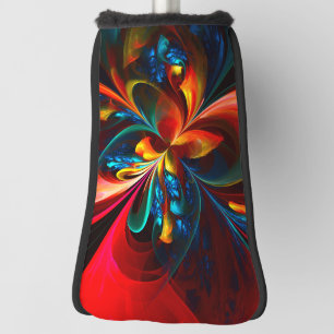 Couvre-club De Golf Moderne Floral Abstrait Art Orange Bleu Motif #14