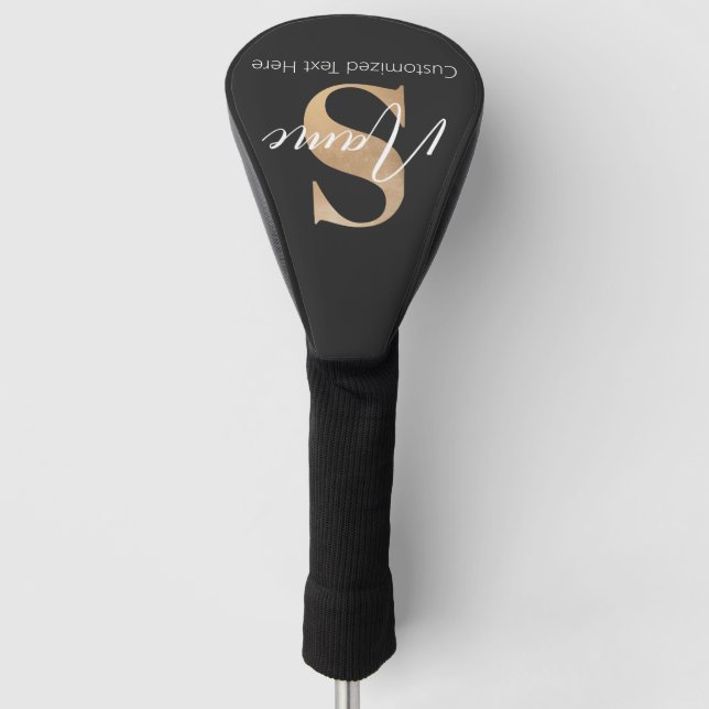 Couvre-club De Golf Moderne Monogramme Initiale S & Nom Personnalisé (Devant)