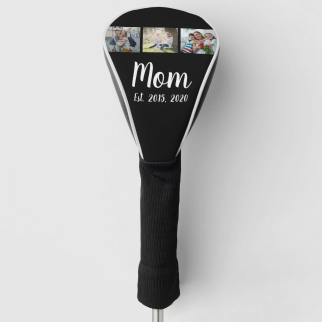 Couvre-club De Golf Mom Established Elegant Script Black 3 Photo (Devant)