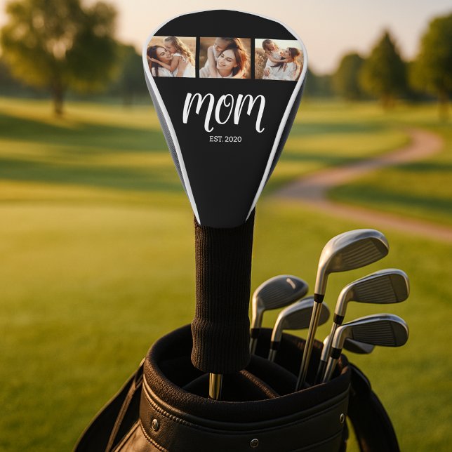 Couvre-club De Golf Mom Established Modern Bold Script Black 3 Photo (Créateur téléchargé)
