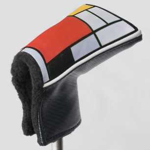 Couvre-club De Golf Mondrial Composition Rouge Jaune Bleu Noir