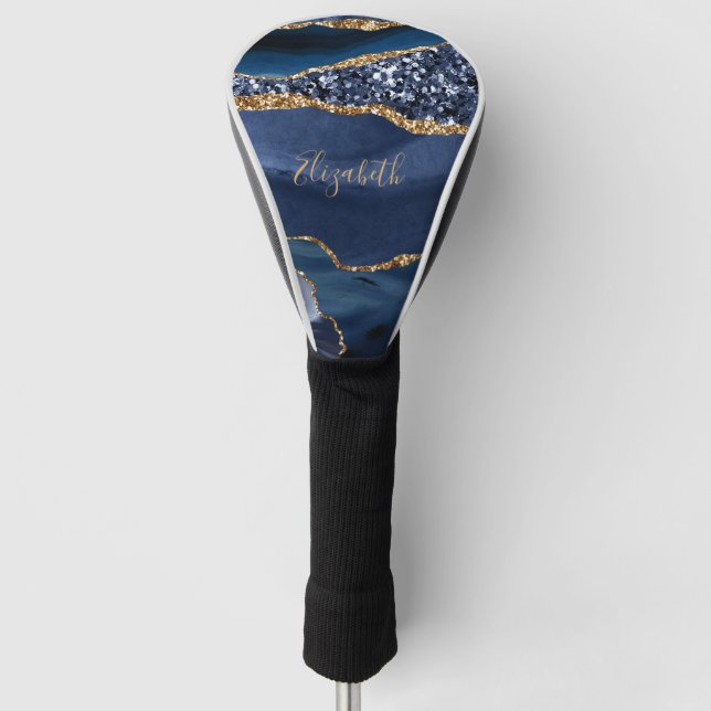 Couvre-club De Golf Monogram Blue Gold Parties scintillant Agate Marbr (Devant)