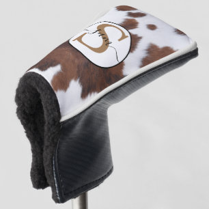 Couvre-club De Golf Monogramme blanc Brown de la vache