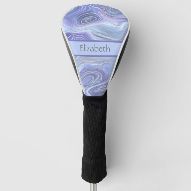 Couvre-club De Golf Monogramme Bleu pourpre Parties scintillant argent (Devant)