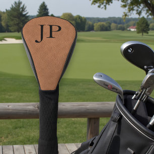 Couvre-club De Golf Monogramme Cuir texturé Brown Personnalisé Monogra
