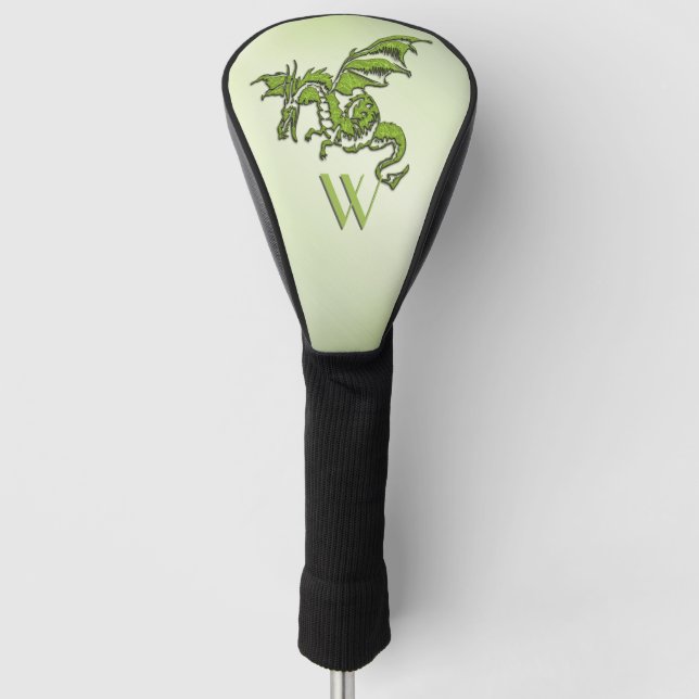 Couvre-club De Golf Monogramme de dragon de combat vert (Devant)