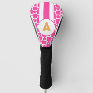 Couvre-club De Golf Monogramme de fleurs roses rétro