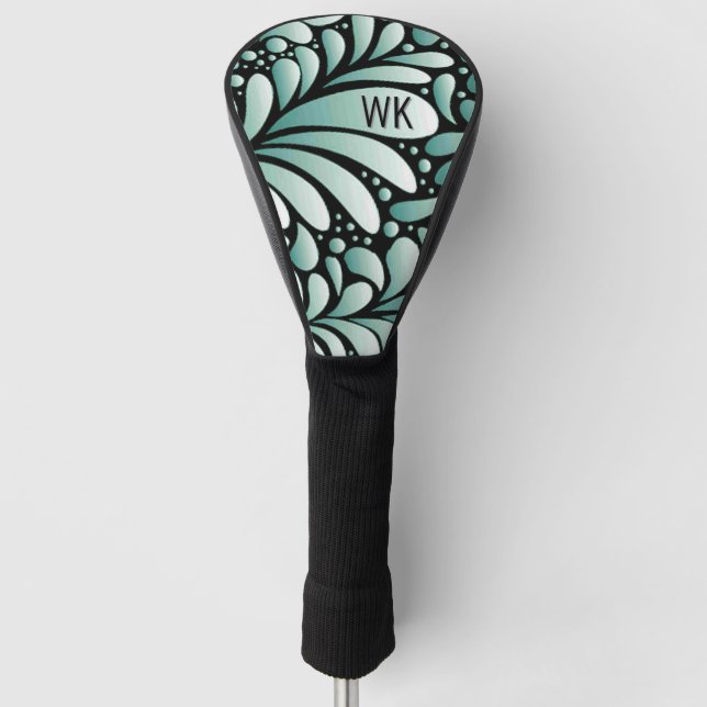 Couvre-club De Golf Monogramme de fleurs vertes (Devant)