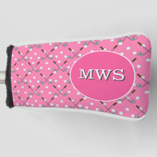 Couvre-club De Golf Monogramme de golf sur mesure rose Housse-tête