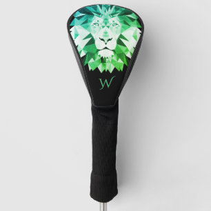 Couvre-club De Golf Monogramme de lion géométrique vert