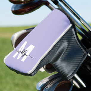 Couvre-club De Golf Monogramme de nom initial violet