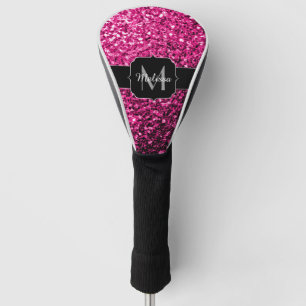 Couvre-club De Golf Monogramme de parties scintillant rose chaud