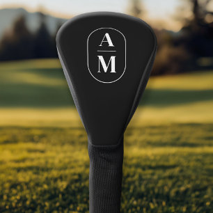 Couvre-club De Golf Monogramme de pilule minimaliste moderne - Noir