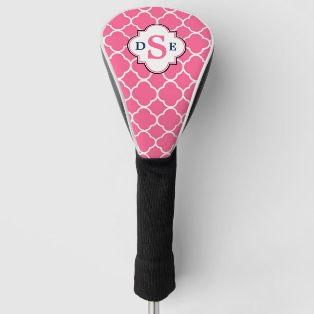 Couvre-club De Golf Monogramme de Quatrefol blanc rose (Devant)