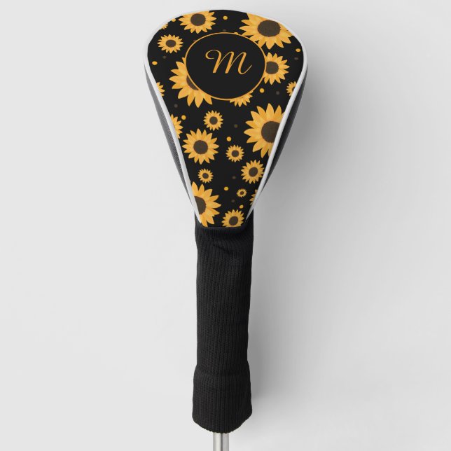 Couvre-club De Golf Monogramme de tournesol sans joint initial (Devant)