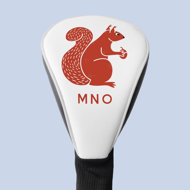 Couvre-club De Golf Monogramme d'écureuil rouge personnalisé (Red squirrel personalized monogram initials golf head cover for wildlife and animal lovers)