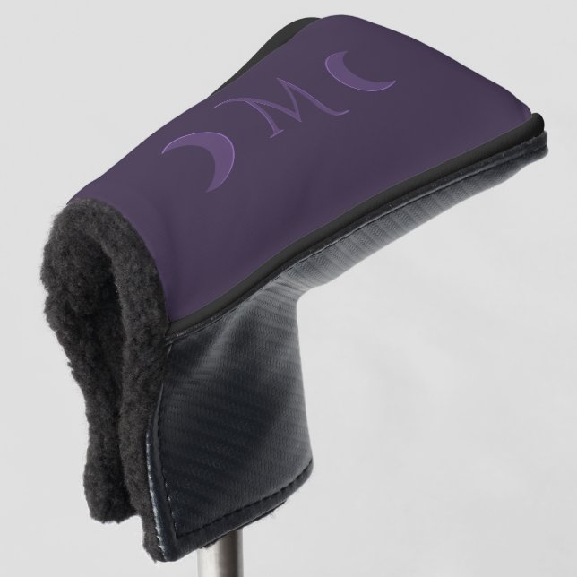Couvre-club De Golf Monogramme des lunes de croissant de violet poussi (Devant 3/4)