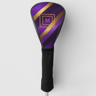 Couvre-club De Golf Monogramme diagonale violet et or