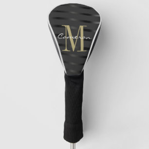 Couvre-club De Golf Monogramme d'or initial et nom sur cadeau noir