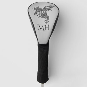 Couvre-club De Golf Monogramme du dragon d'argent