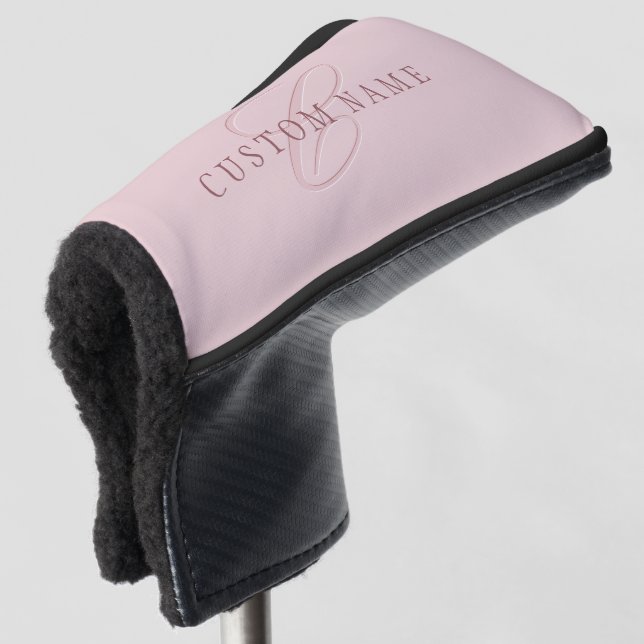 Couvre-club De Golf Monogramme élégant | Or Rose (Devant 3/4)