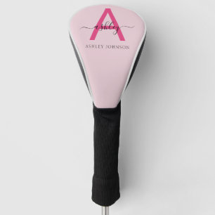 Couvre-club De Golf Monogramme élégant rose chaud moderne