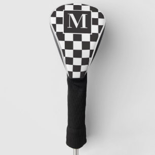 Couvre-club De Golf Monogramme en damier noir et blanc