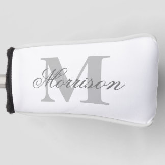 Couvre-club De Golf Monogramme en écriture en niveaux de gris