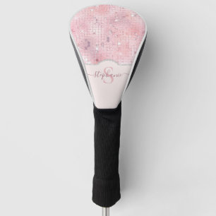 Couvre-club De Golf Monogramme en mosaïque de boules de disques roses