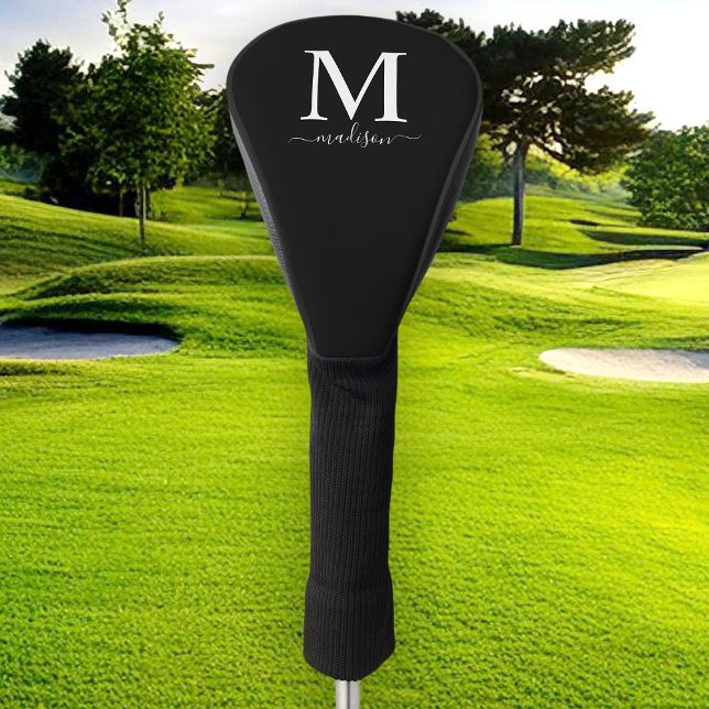 Couvre-club De Golf Monogramme et calligraphie avec couleur modifiable (Créateur téléchargé)