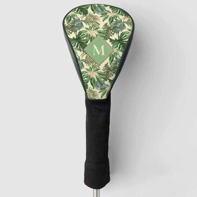 Couvre-club De Golf Monogramme Feuille de palme tropicale (Devant)