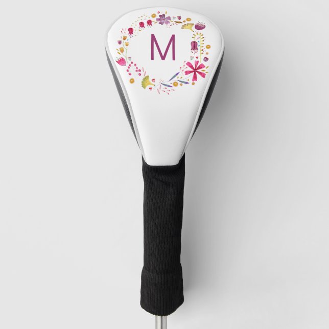 Couvre-club De Golf Monogramme floral (Devant)