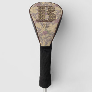 Couvre-club De Golf Monogramme floral initial B Élégant Personnalisé