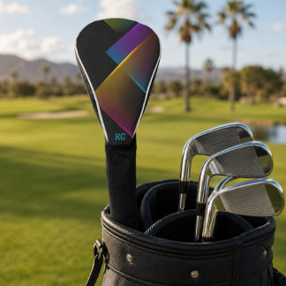 Couvre-club De Golf Monogramme Géométrique Néon Noir Élégant