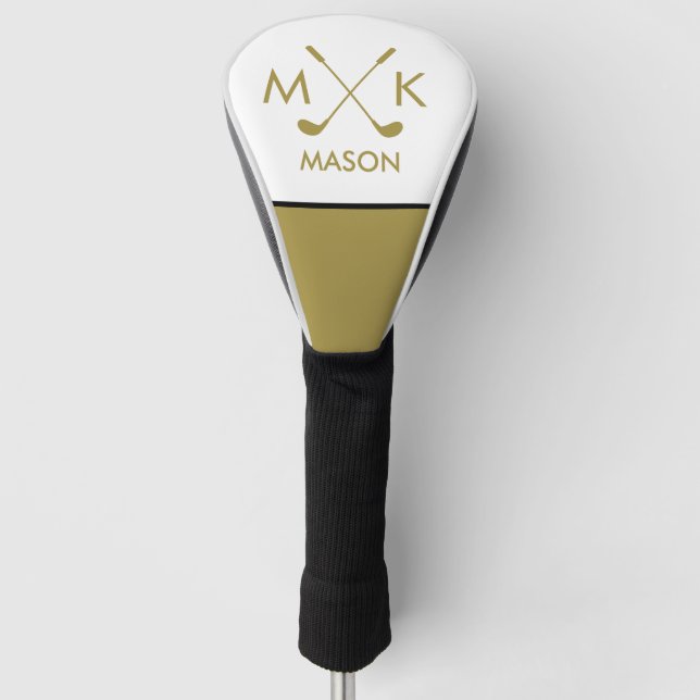 Couvre-club De Golf Monogramme Golf Club Logo Gold Couleur Minimaliste (Devant)