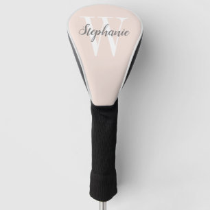 Couvre-club De Golf Monogramme gris rose pâle Personnalisé