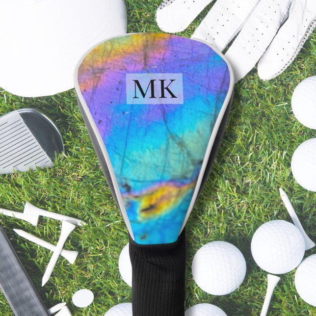 Couvre-club De Golf Monogramme Initial de Luxe Moderne (Colorful Modern Crystal Stone Initial Monogram Golf Head Cover)