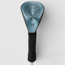 Monogramme initiale de tête de lion mandala bleu s