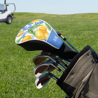 Couvre-club De Golf Monogramme Italien Citron Bleu Carreaux Motif