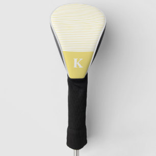 Couvre-club De Golf Monogramme jaune blanc rayé