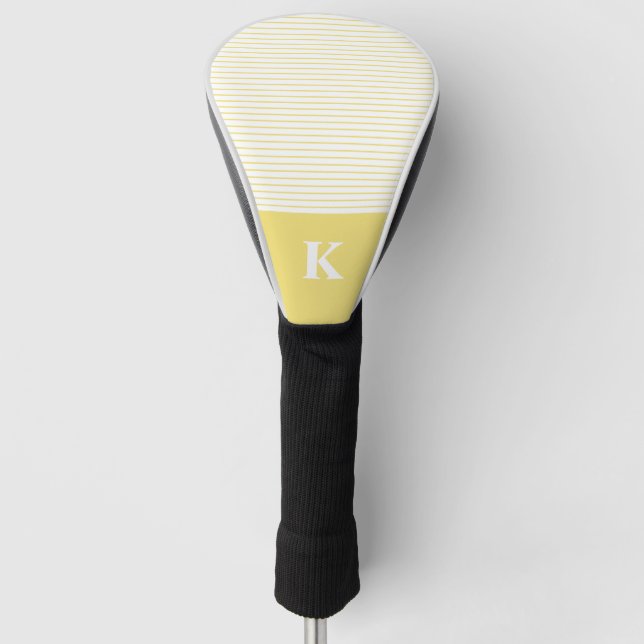 Couvre-club De Golf Monogramme jaune blanc rayé (Devant)