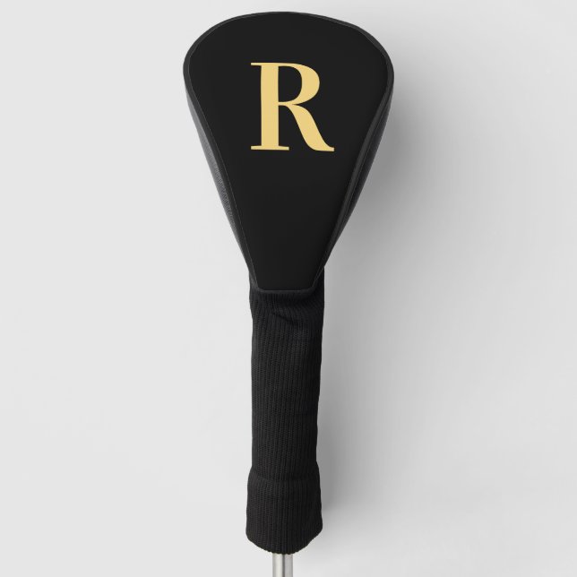 Couvre-club De Golf Monogramme moderne Noir Or (Devant)