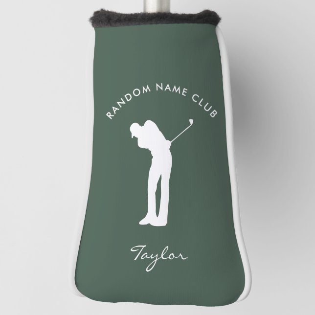 Couvre-club De Golf Monogramme Moderne Sage Green Club Nom Personnalis (Tourné à 90°)