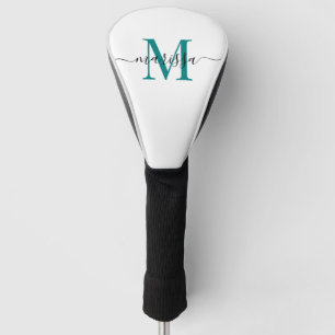 Couvre-club De Golf Monogramme moderne Turquoise noir Golf tête couver