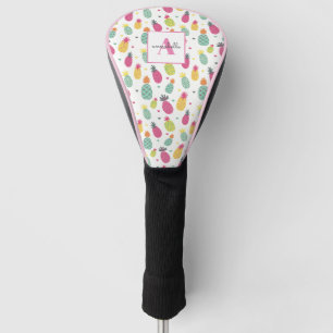 Couvre-club De Golf Monogramme motif initial d'ananas à fruits tropica