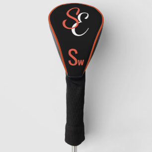 Couvre-club De Golf Monogramme noir blanc orange scie
