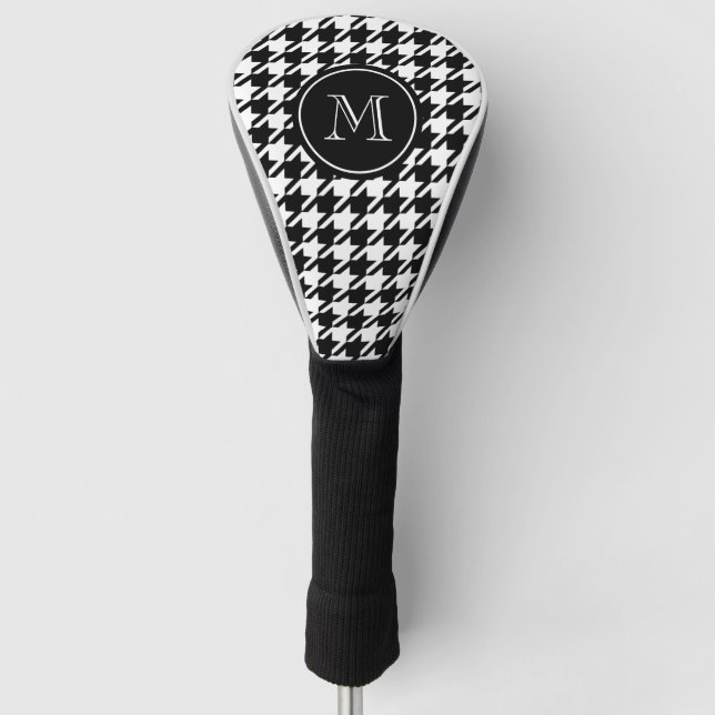 Couvre-club De Golf Monogramme noir de pied-de-poule (Devant)
