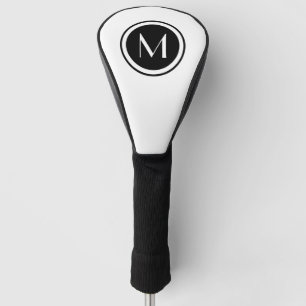 Couvre-club De Golf Monogramme Noir Et Blanc Simple Et Élégant