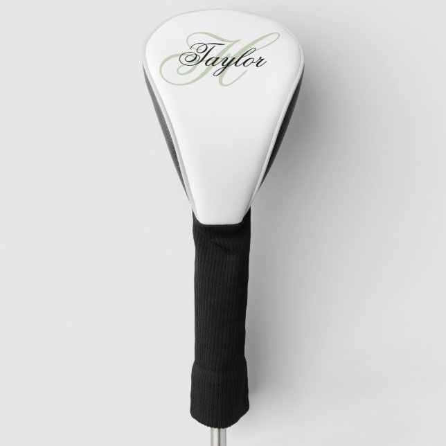 Couvre-club De Golf Monogramme noir et vert pâle (Devant)