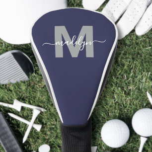 Couvre-club De Golf Monogramme personnalisé avec initiale du nom en bl